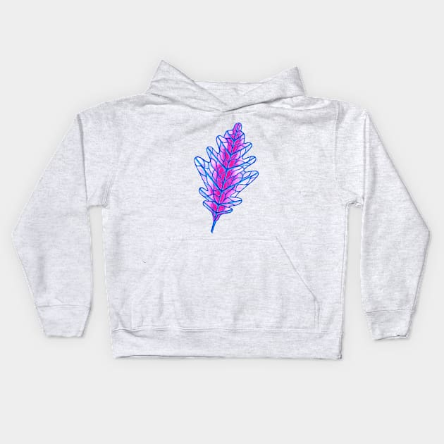 Pink Leaf Skeleton Watercolour Kids Hoodie by Maddybennettart